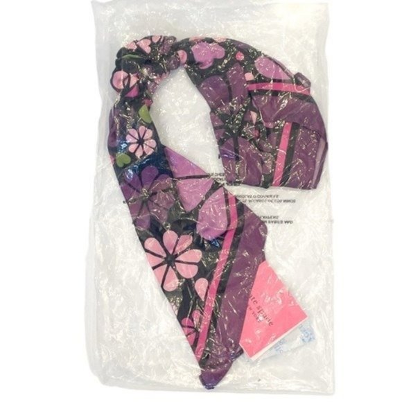 KATE SPADE Spade Clover Patchwork Silk Convertible Hair Tie & Bandana NWT - Picture 10 of 10